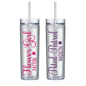 Flower Girl Personalized Tumbler, Petal Patrol Proposal Gift, Kids Wedding Cups, Wedding Party Gifts