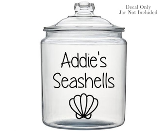 Seashell Jar Decal, Beach Treasures, Beach Lover Gift, Seashell Display, Vacation Decal