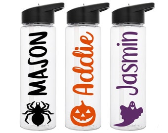 Halloween Water Bottle, Kids Halloween Gift, Halloween Drinkware, Halloween Wedding Favor, Kids Name Tumbler