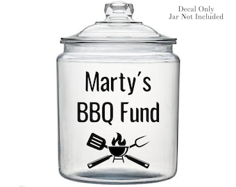 Grilling Fund Decal, Grilling Gift, Gift for Dad, Gift for Husband, BBQ Grill Decal, Coin Jar Decal, Savings Decal