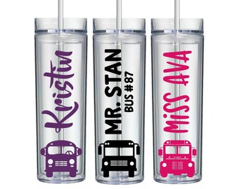Bus Driver Tumbler with Straw, Bus Driver Cup, Back to School, Bus Driver Gift, Bus Driver Appreciation