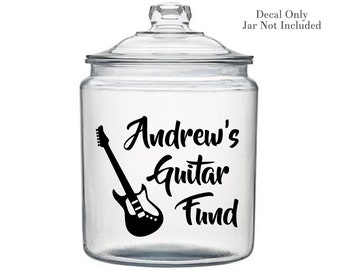 Guitar Fund Savings Decal, Acoustic Guitar Gift, Musician Gift, Money Jar Decal