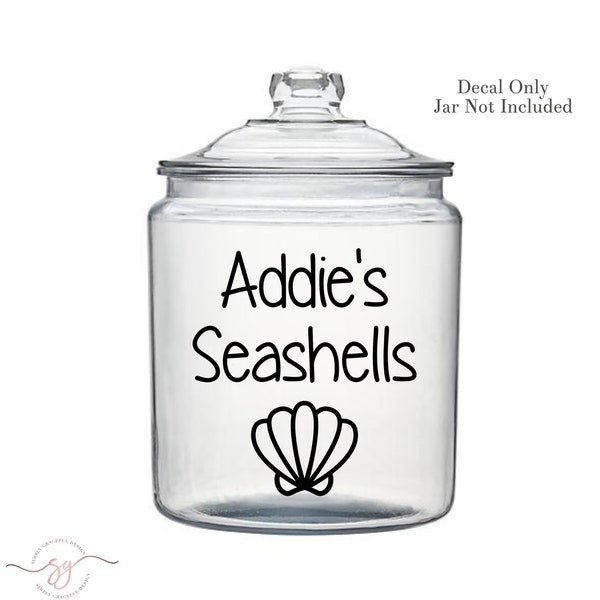 Seashell Jar Decal, Beach Treasures, Beach Lover Gift, Seashell Display, Vacation Decal