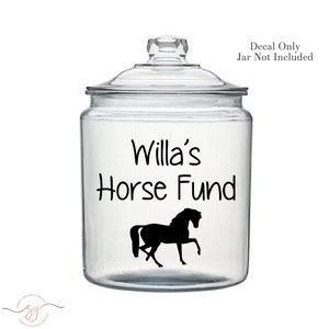 Horse Fund Saving Decal, Horse Rider Gift, Coin Jar Decal, Equestrian Gift, Horse Lover Gift