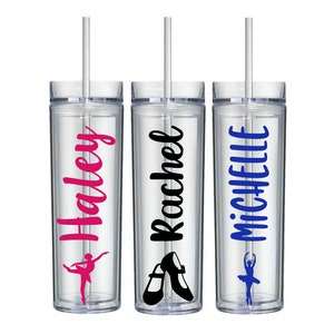 Dance Team Tumbler, Dance Teacher Gift, Ballet Dancer Gift, Tumbler with Name, Dance Cup with Straw