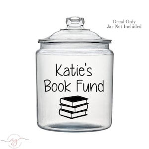 Book Savings Decal, Book Lovers Gift, Book Decal, Bookworm Gifts, Savings Jar Decal, Librarian Gift