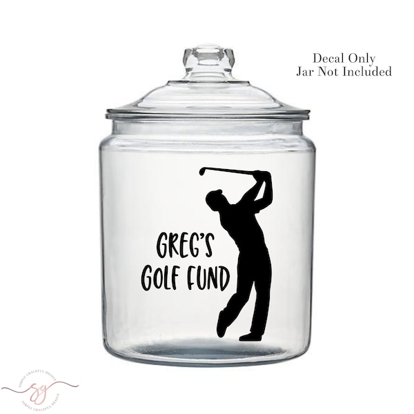 Golf Fund Savings Decal, Gift for Golfer, Money Jar Decal, Shadow Box Decal