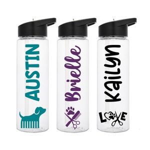 Dog Groomer Tumbler, Paw Print Water Bottle, Pet Groomer Gift