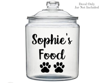 Dog Food Container Decal, Pet Food Label, Paw Print Name Decal, New Pet Owner Gift, Dog Name Decal