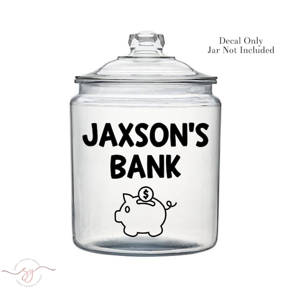 Piggy Bank Decal, Kids Coin Jar Decal, College Savings, Savings Decal, Kids Gift Under 10