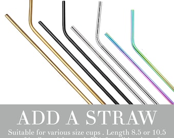 Reusable Stainless Steel Drinking Straw, Eco Friendly Metal Straw, Add On Straw, Tumbler Accessory