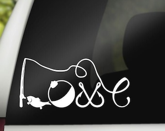 Fishing Love Decal, Fisherman Tumbler Decal, Fishing Gift for Her, Fish Hook Car Decal