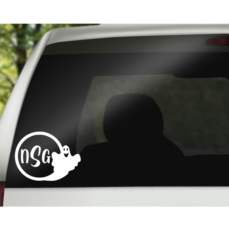 Halloween Monogram Decal, Halloween Decal, Spider Decal, Ghost Decal, Halloween Party Favor image 1