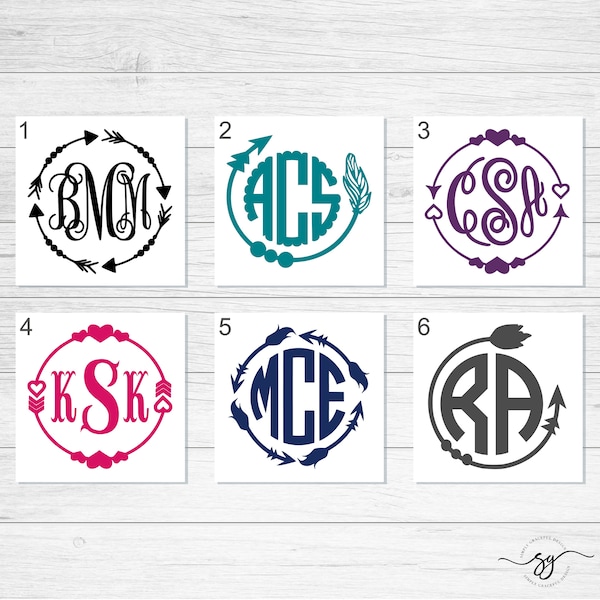 Arrow Monogram Decal, Arrow Name Decal, Monogram Tumbler Decal, Laptop Decal