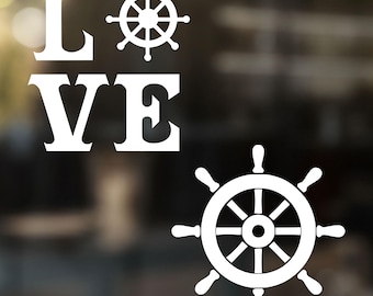 Sticker voiture roue de bateau, cadeau capitaine de bateau, sticker gobelet nautique