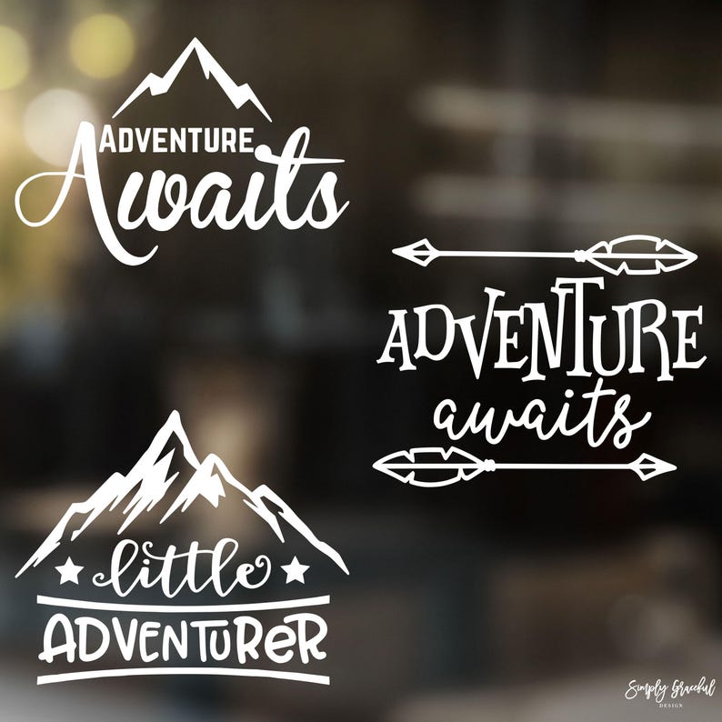 Adventure Awaits Decal, Mountain Decal, Camping Decal - Etsy