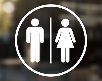 Símbolos de baño, calcomanía de género para baño, señalización de baño, calcomanía para puerta de negocio, calcomanía para baño