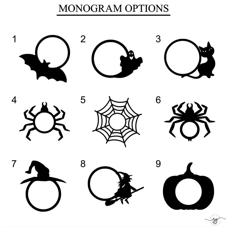 Halloween Monogram Decal, Halloween Decal, Spider Decal, Ghost Decal, Halloween Party Favor image 2