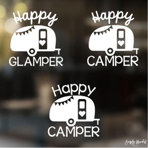 Happy Camper Decal, Happy Glamper Decal, Camping Decal, Adventure Lover Gift