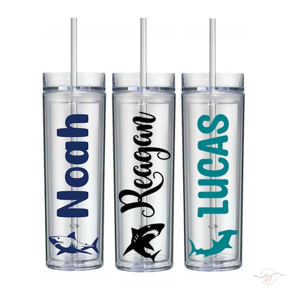 Personalized Shark Tumbler, Beach Vacation Cups, Shark Lover Gifts