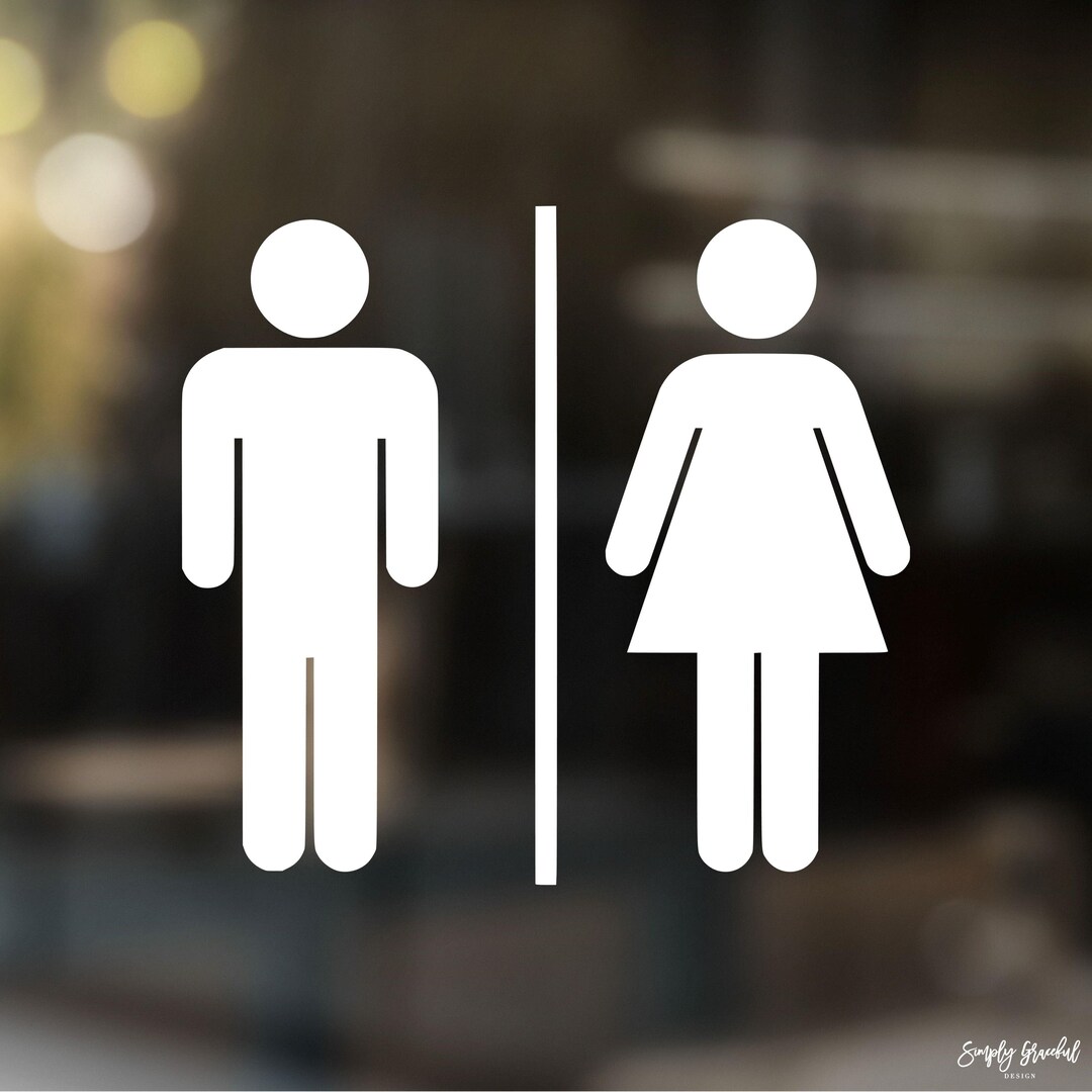 Bathroom Door Decal, Man Woman Toilet Sign, Public Restroom Decal ...