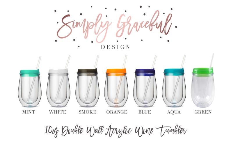Pu&ograve; includere: Set di bicchieri da vino in acrilico a doppia parete da 10 once con cannucce in vari colori: menta, bianco, fumo, arancione, blu, acqua e verde.