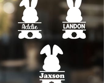 Personalized Easter Bunny Decal, Easter Bucket Decal, Bunny Monogram, Easter Gift