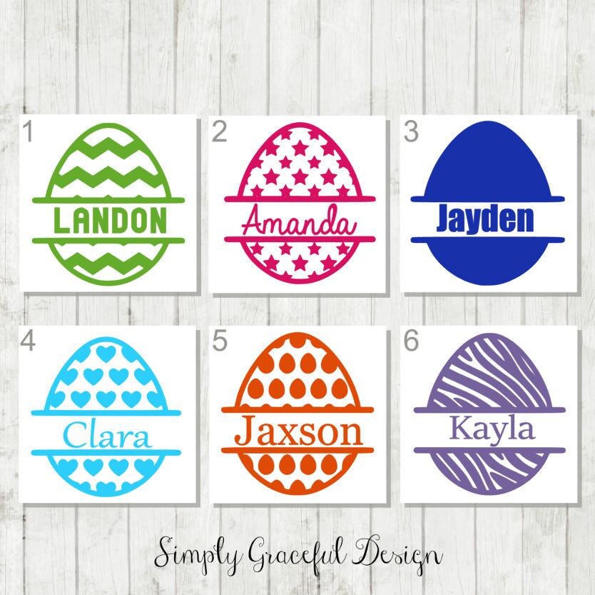 Easter Egg Decal Easter Egg Monogram Decal Kids Easter Gift Etsy