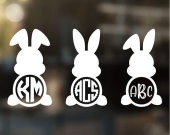 Monogram Easter Bunny Decal, Rabbit Decal, Easter Basket Decal, Kids Easter Gift