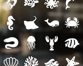 Set of Ocean Theme Decals, Sea Life Beach Decals