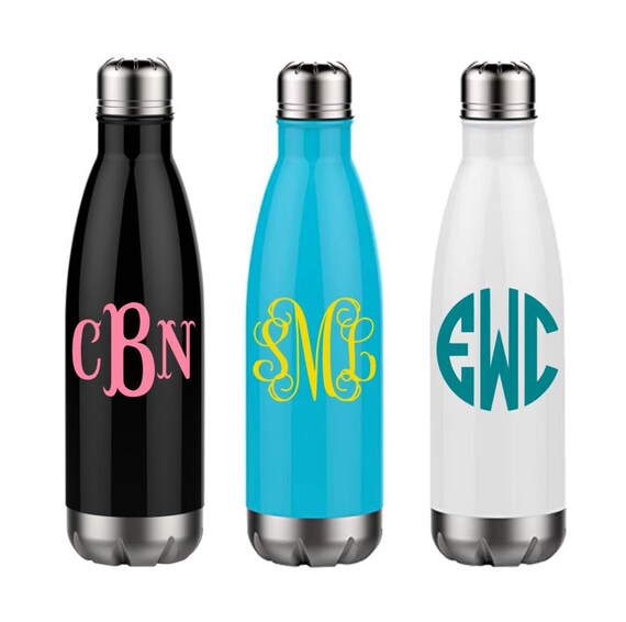 Monogram Sports Bottle Stainless Steel Water Bottle Etsy