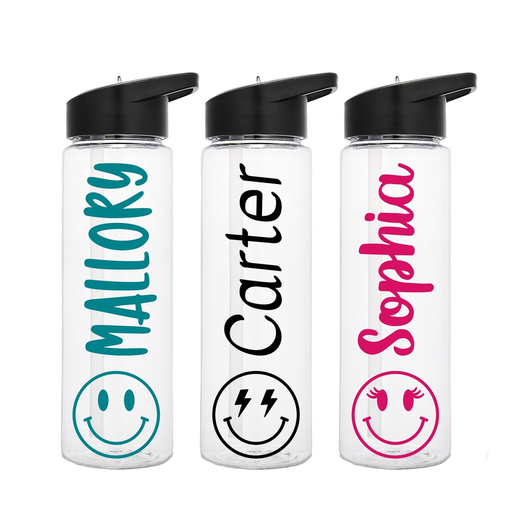 Smiley Face Water Bottle Kids Water Bottle Personalized Etsy