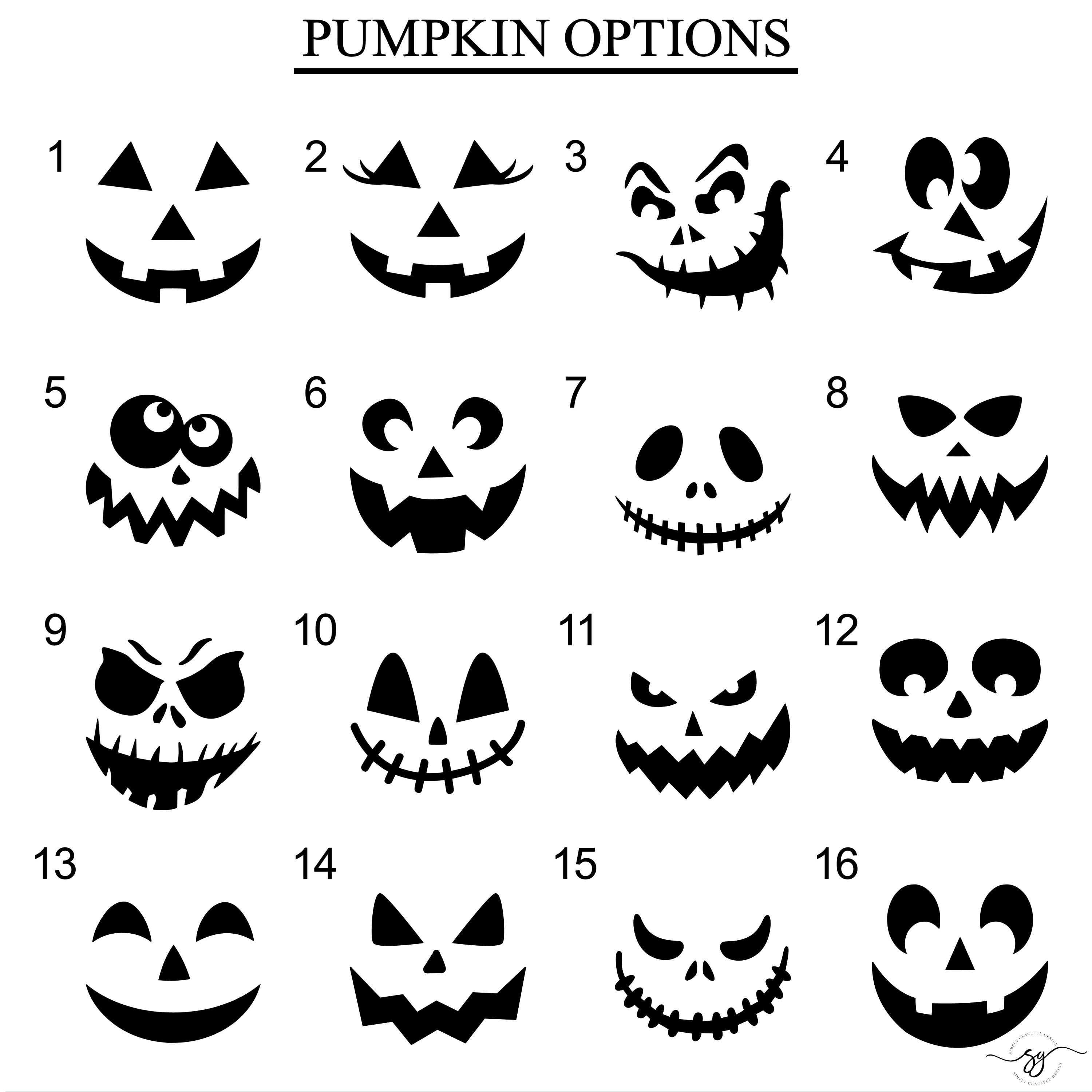 Set of Fall Halloween Decals, Jack O Lantern Faces, Pumpkin Decals ...