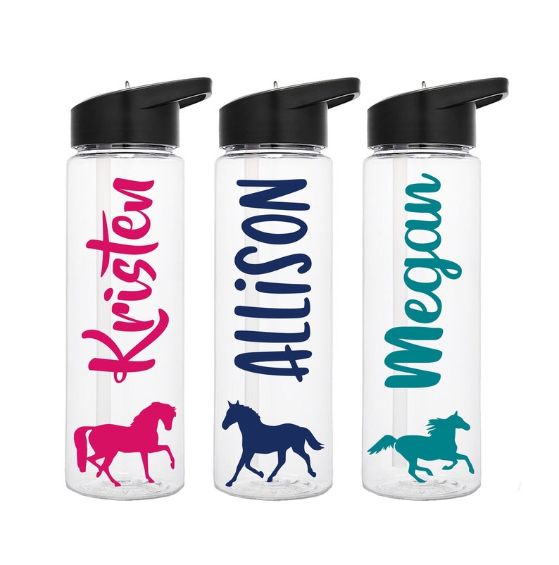 Horse Water Bottle, Horse Lover Gift, Personalized Equestrian Gift image 1