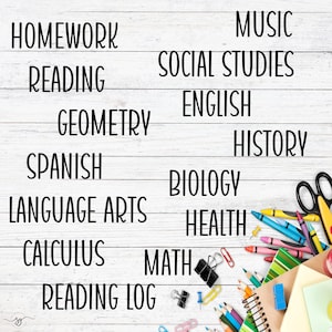 School Subject Labels, Back to School Decals, Classroom Labels, School Supply Labels, Notebook Decals