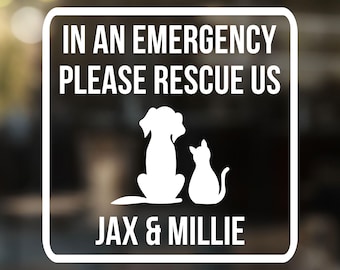 Emergency Pet Decal, Fire Safety Decal, Pet Owner Gift, Please Rescue Decal