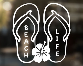 Beach Life Decal, Flip Flop Tumbler Sticker, Beach Lover Gift
