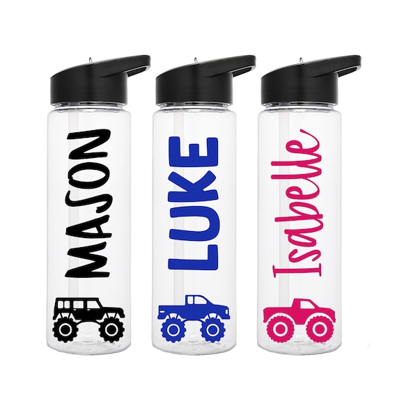 Monster Truck Water Bottle, Boys Name Tumbler, Personalized Kids