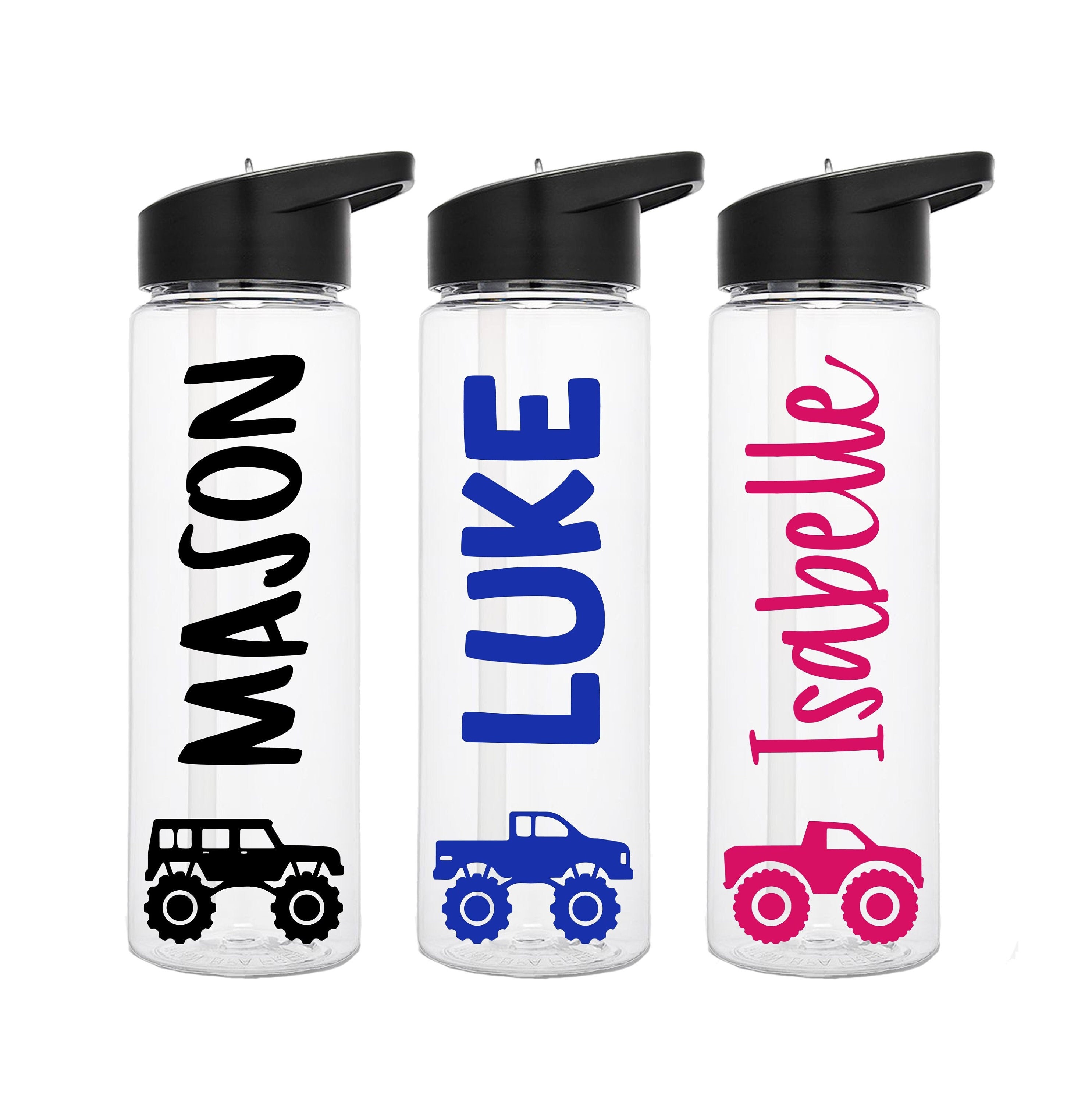 Personalized Custom Monster Truck Stainless Steel Water Bottle with Straw  Top 20 Ounce Sport Water Bottle Customizable
