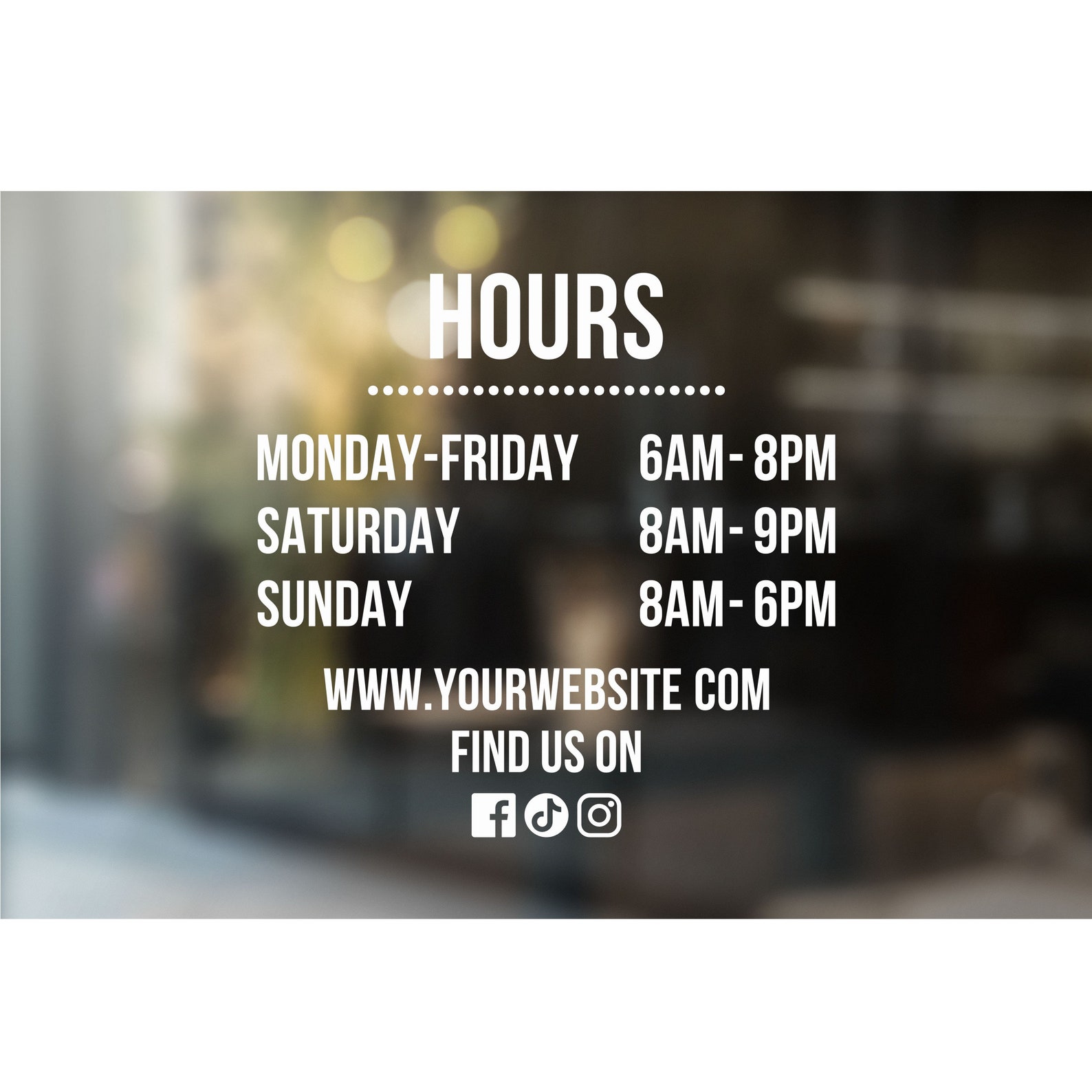 Store Hours Window Decal Storefront Decal Business Hours Etsy