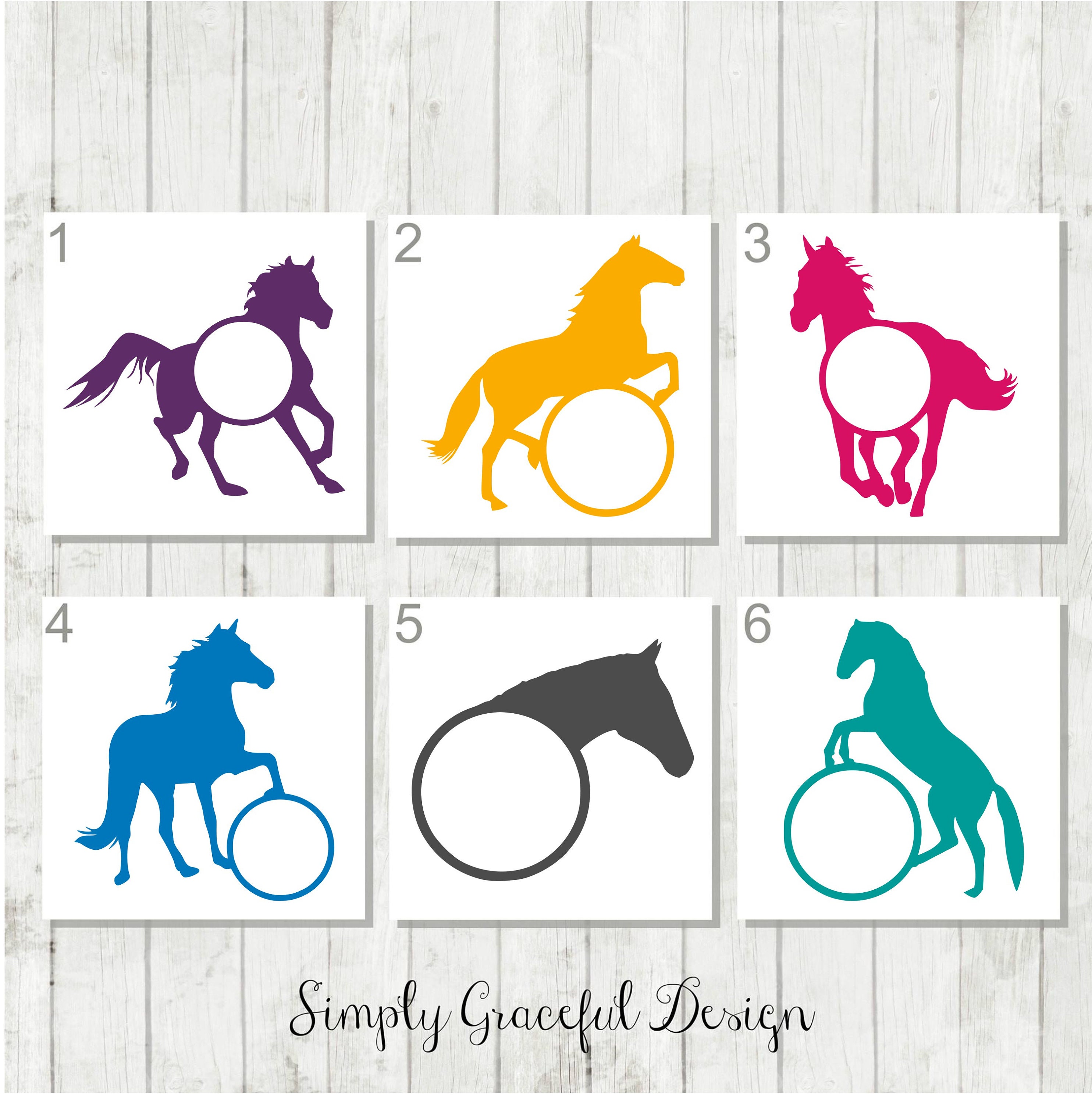 Horse Monogram Decal Equestrian Decal Horse Lover Gift Etsy