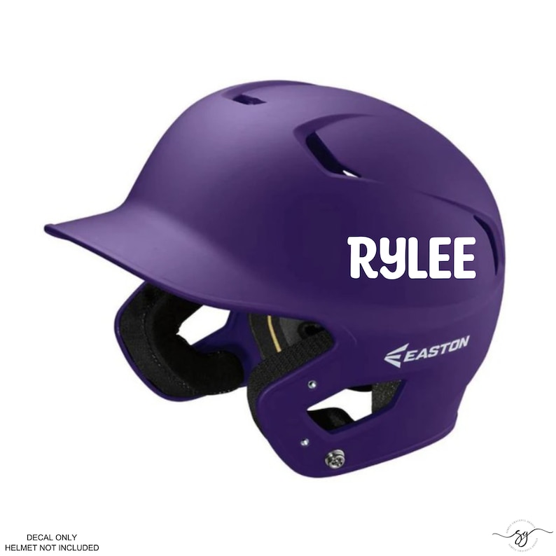 May include: Purple baseball helmet with a white name decal that says "RYLEE" and a black Easton logo.