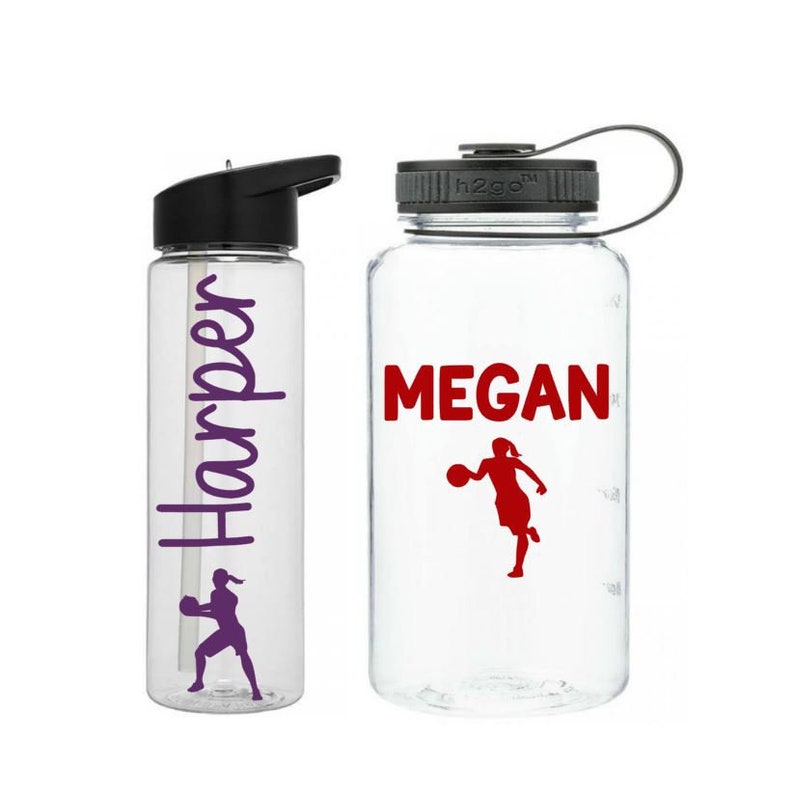 Basketball Water Bottle, Girls Sports Gift, Team Sports Tumbler, Basketball Gift image 1