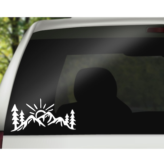 Mountain Sun Decal, Nature Lover Gift, Outdoor Decal, Tumbler Decal