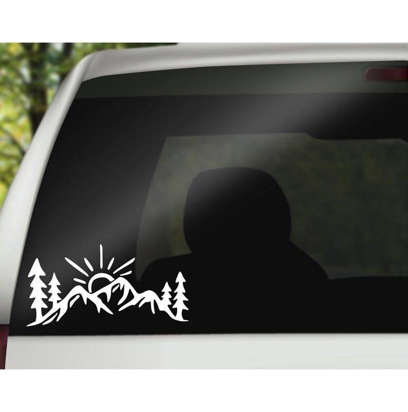 Mountain Sun Decal, Nature Lover Gift, Outdoor Decal, Tumbler Decal zdjęcie 1