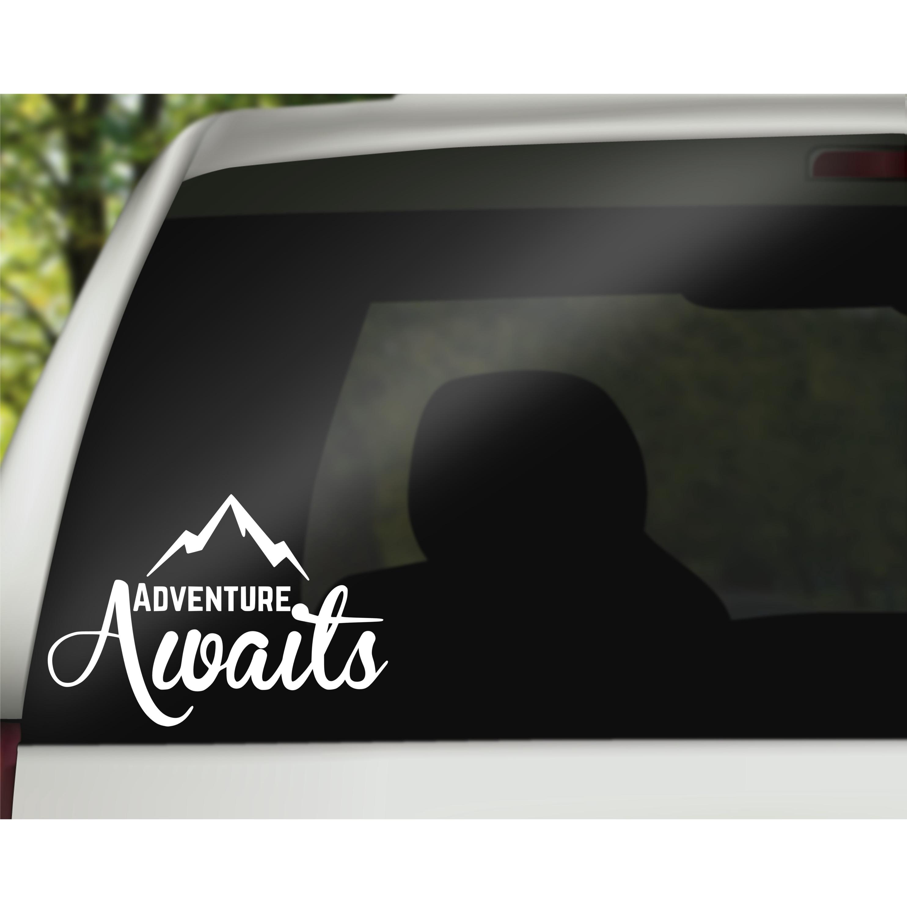 Adventure Awaits Decal, Mountain Decal, Camping Decal - Etsy