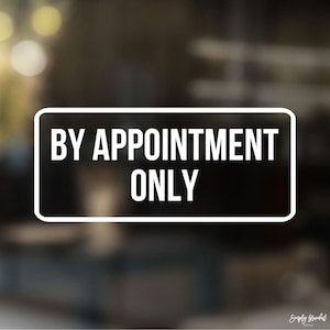 By Appointment Only Decal, Salon Window Decal, Storefront Decal, Business Door Decal, Small Business