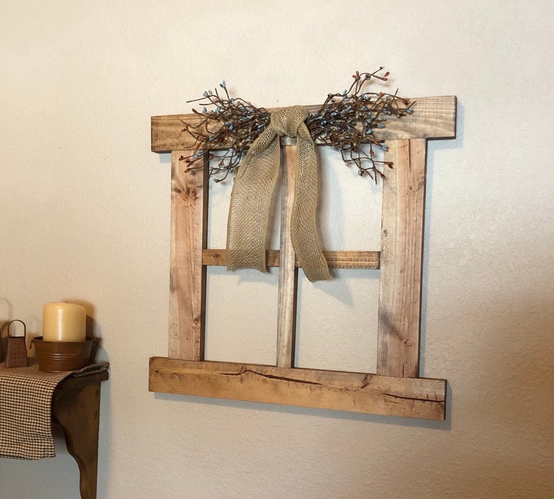 Large Primitive Rustic Wall Decor For Living Room Handmade Wood Window Frame 4 Pane Made In The Usa