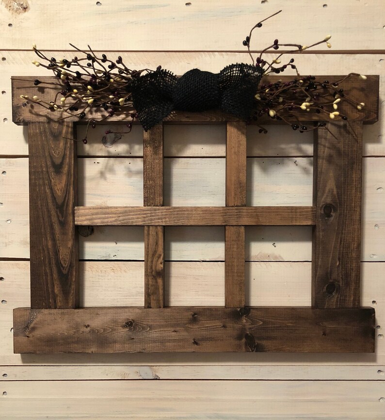 Primitive Style 6 Pane Wood Window Frame Rustic Wall Decor Etsy