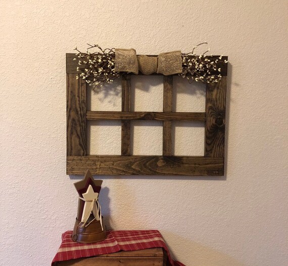 Handmade 6 Pane Wood Window Frame Rustic Wall Decor Primitive Etsy
